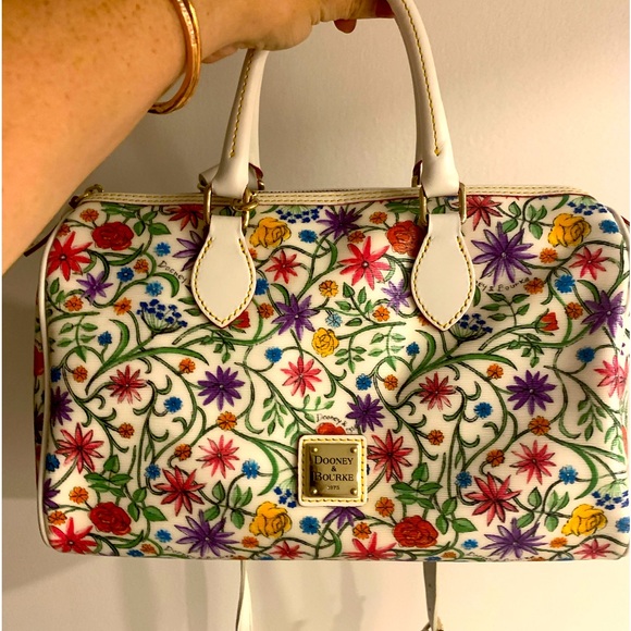Dooney & Bourke  🌈 Rainbow zip ,Floral Satchel with crossbody strap EUC - Picture 9 of 15